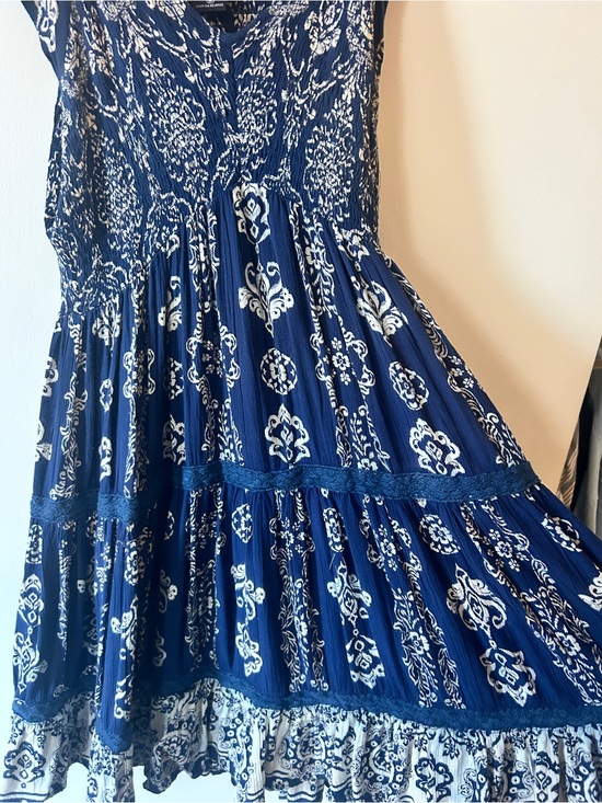 Angie Dresses & Skirts - Angie Navy and White Textured Boho Top